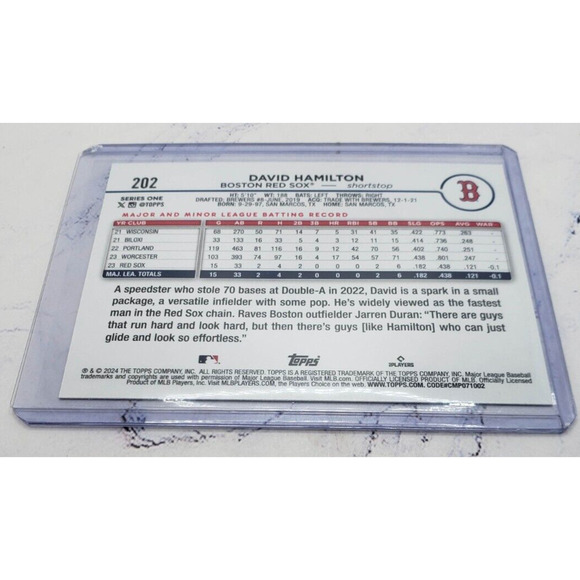 2024 Topps Series 1 Rainbow Foil #202 David Hamilton Boston Red Sox - Picture 4 of 5